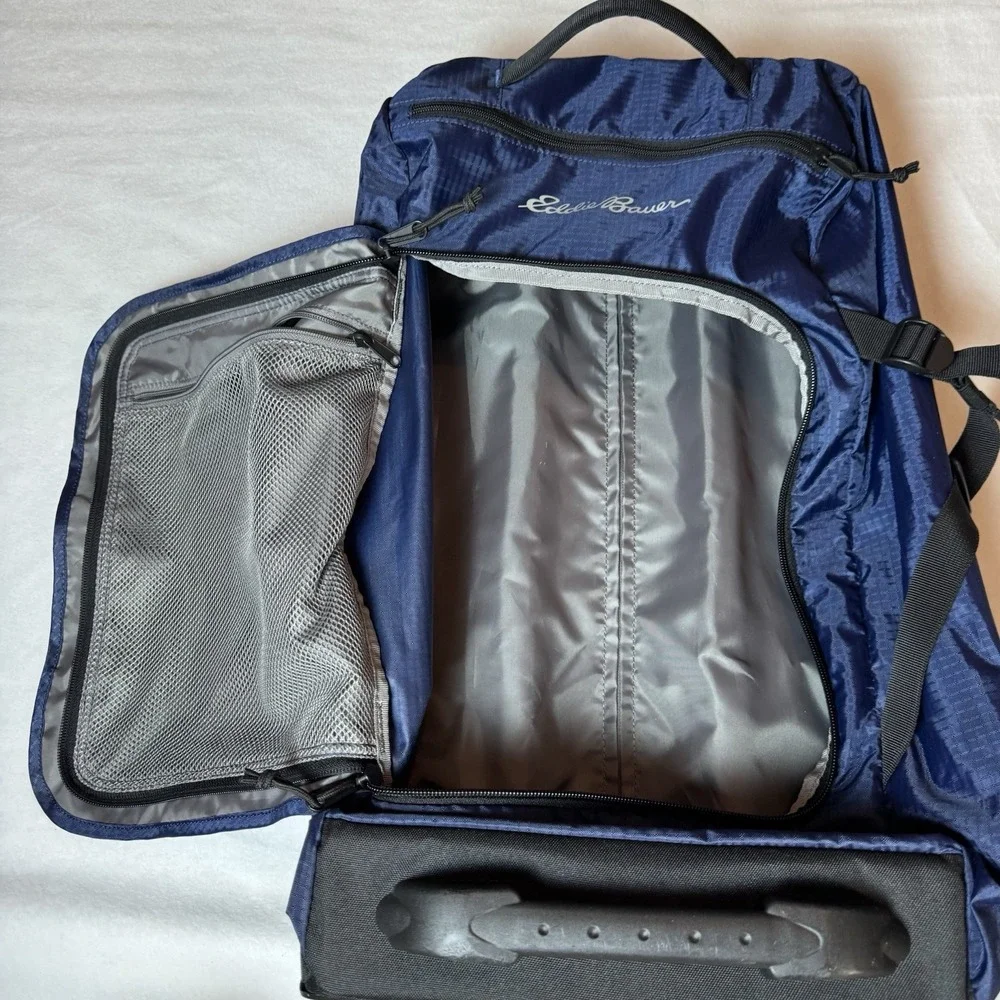 Eddie Bauer Traverse 22 Rolling Duffel Luggage Bag Carry On Duffle Suitcase Blue